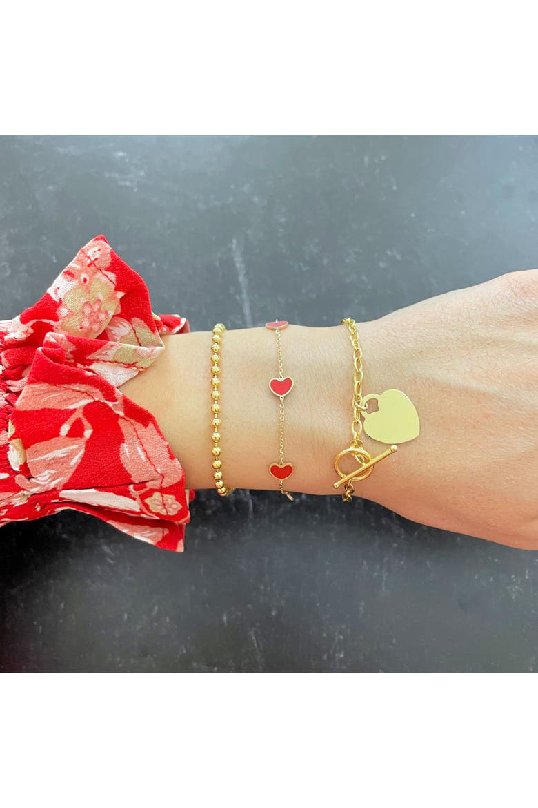 Coral Heart Station Bracelet, Alternate, color, Coral