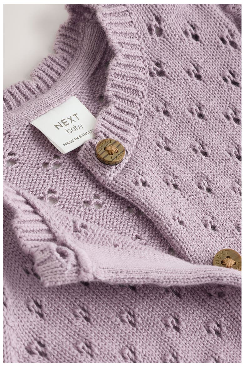 Kids' Textured Pointelle Cotton Knit Dress, Alternate, color, PURPLE