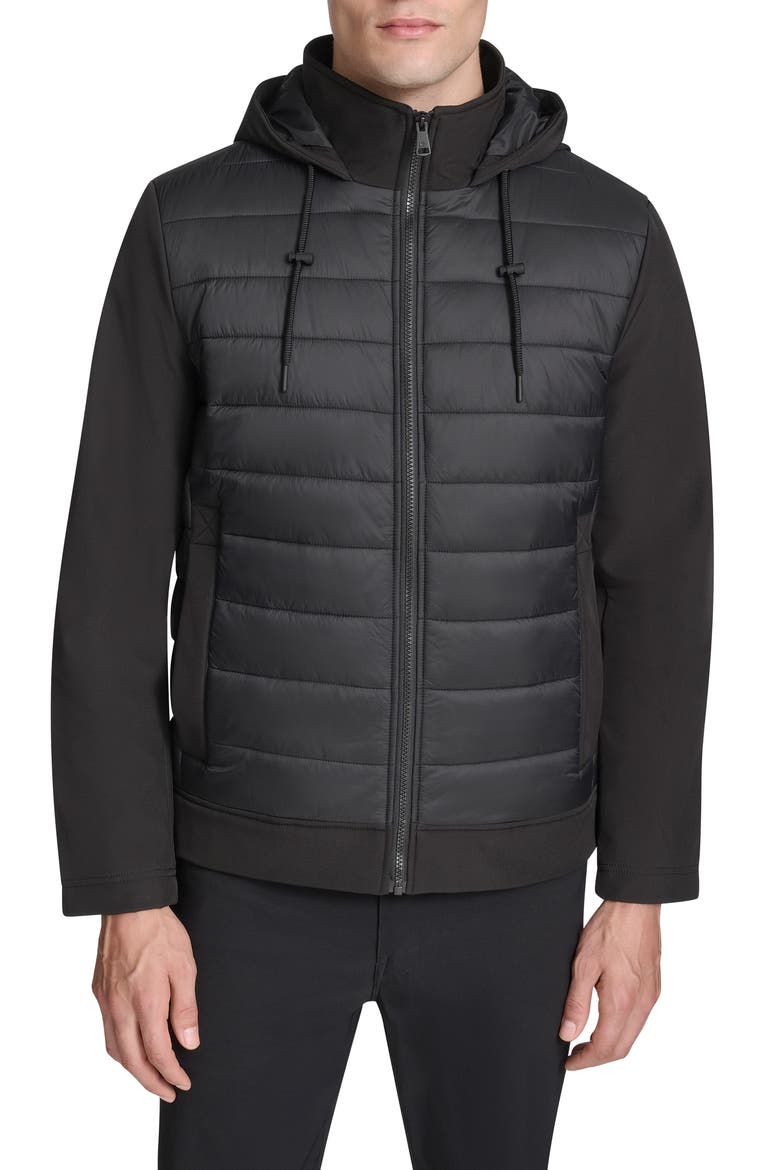 Quilted Zip-Up Jacket, Main, color, BLACK
