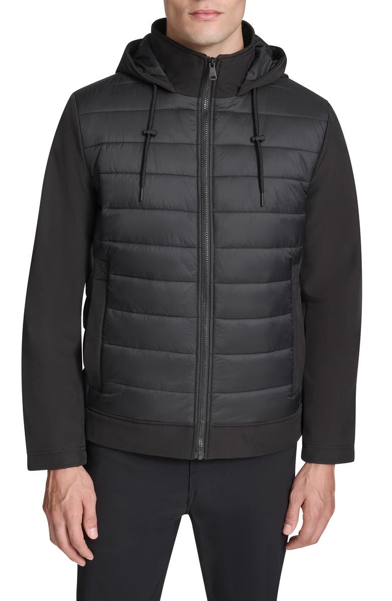 Kenneth Cole New York Quilted Zip-Up Jacket, Main, color, Black