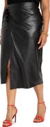 ELOQUII Faux Leather Faux Wrap Skirt