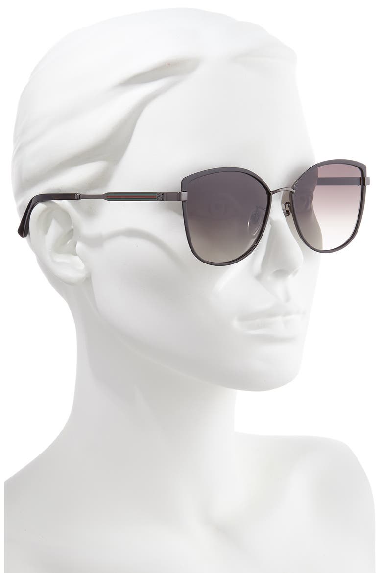 57mm Gradient Cat Eye Sunglasses, Alternate, color, BROWN/ BROWN GRADIENT