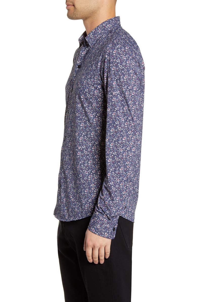 BOSS Robbie Sharp Fit Floral Print Stretch Button-Up Sport Shirt, Alternate, color, 