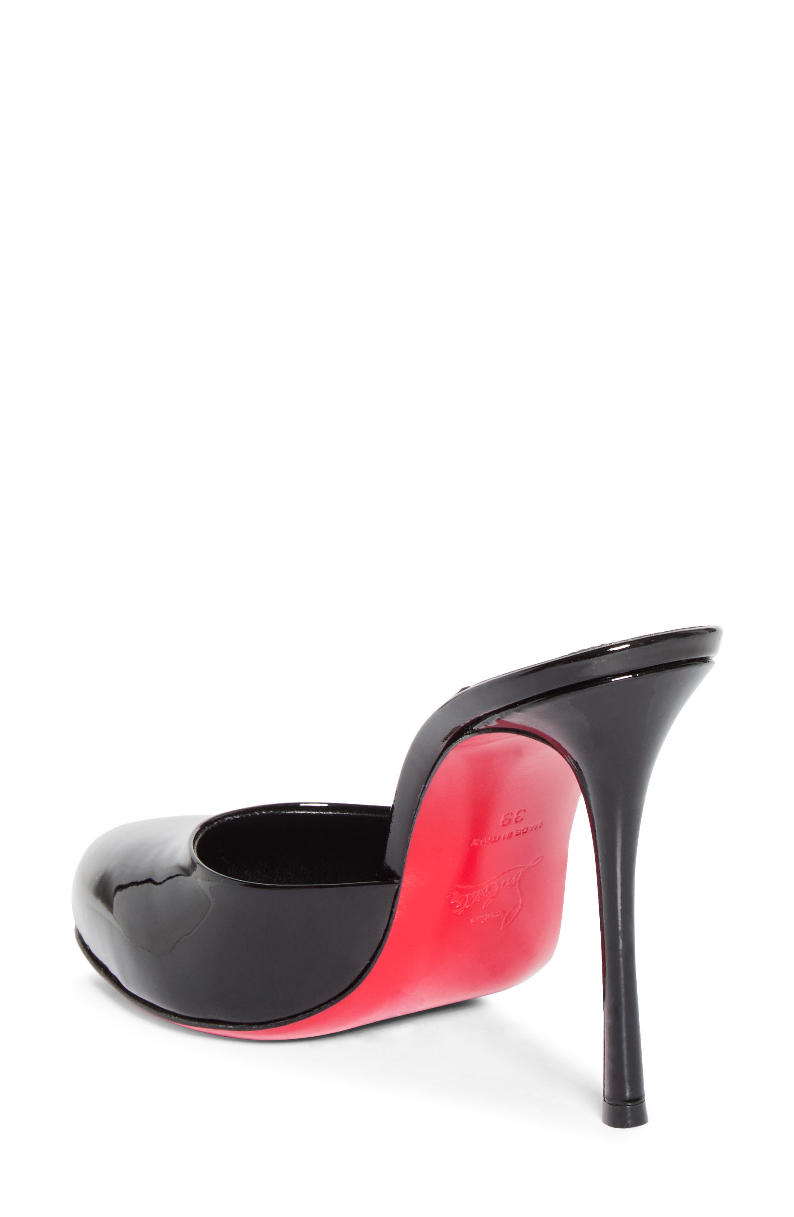 Dolly Patent Leather Heeled Mule, Alternate, color, B439 BLACK/ LIN BLACK