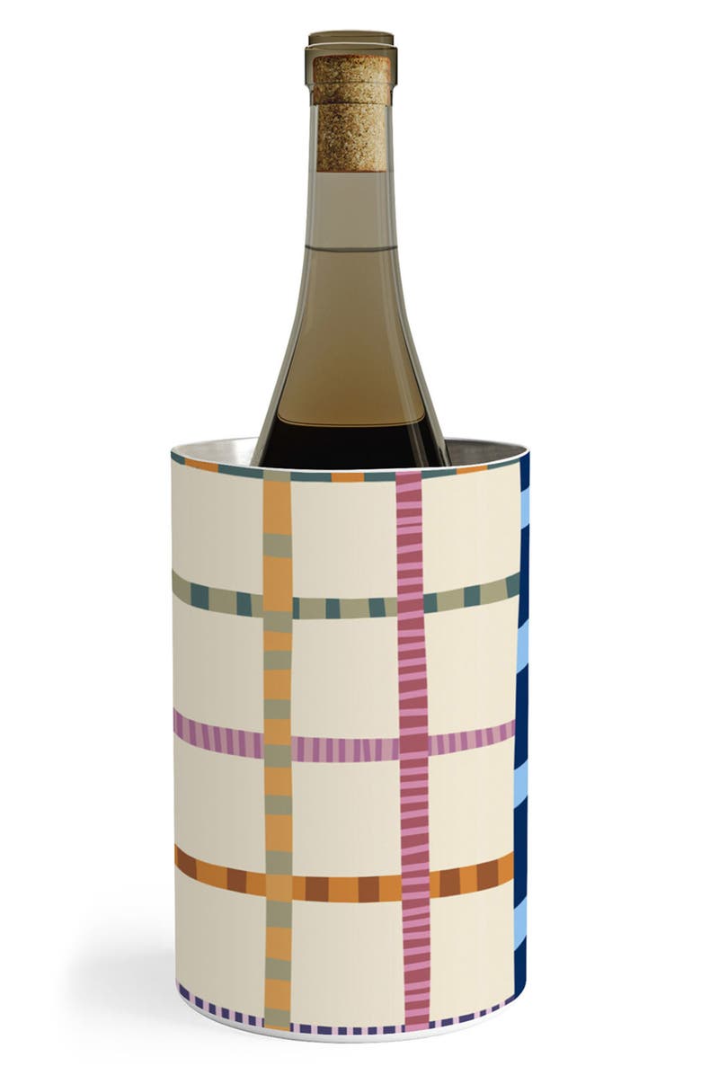 Deny Designs Colorful Grid Wine Chiller, Main, color, Cream