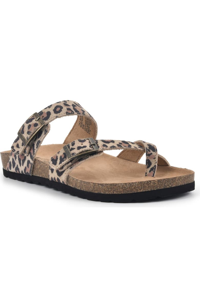 White Mountain Footwear Gracie Double Buckle Sandal, Main, color, Natural/E-Print/Leather