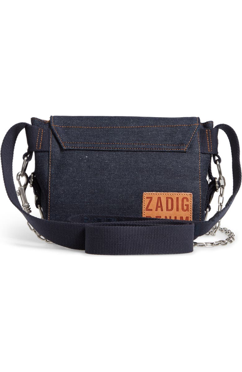 Zadig & Voltaire XS Ready Made Denim Canvas Messenger Bag, Alternate, color,