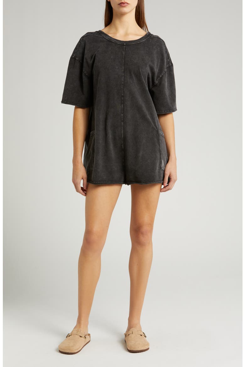 FP Movement Hot Shot T-Shirt Romper, Main, color, BLACK