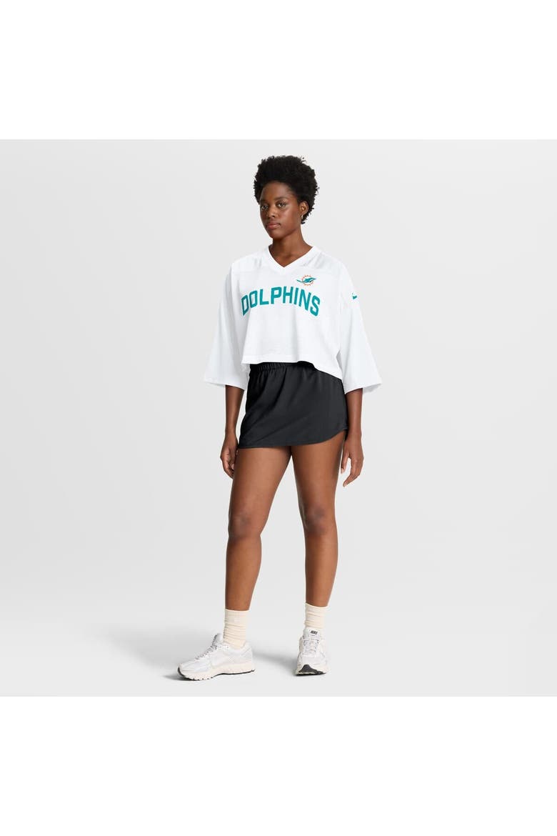 Women's Nike White Miami Dolphins Primetime Cropped Mesh Dri-FIT Fashion Jersey, Alternate, color, White