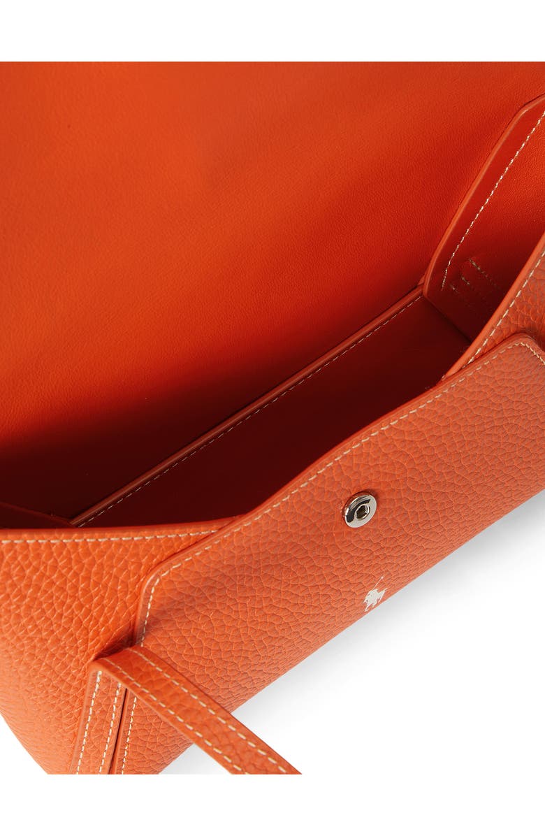 Polo Ralph Lauren Polo Play Pebble Leather Envelope Shoulder Bag, Alternate, color, Sunset Orange