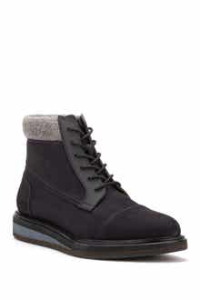 VINTAGE FOUNDRY Stone Faux Fur Trim Leather Boot