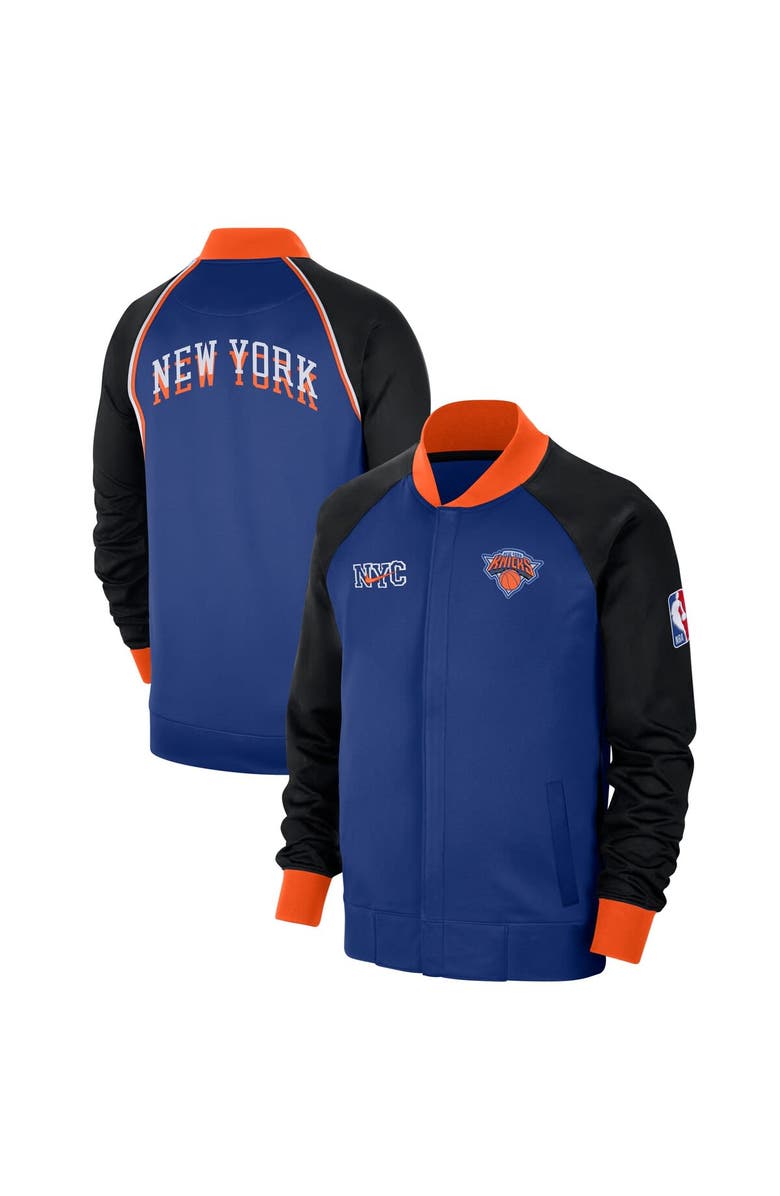 Nike Men's Nike Blue New York Knicks 2023/24 City Edition Authentic Showtime Performance Raglan Full-Zip Jacket, Alternate, color, 