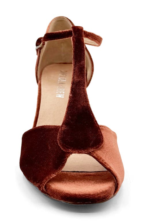 Chelsea Crew Blondie T-strap Sandal In Rust Velvet