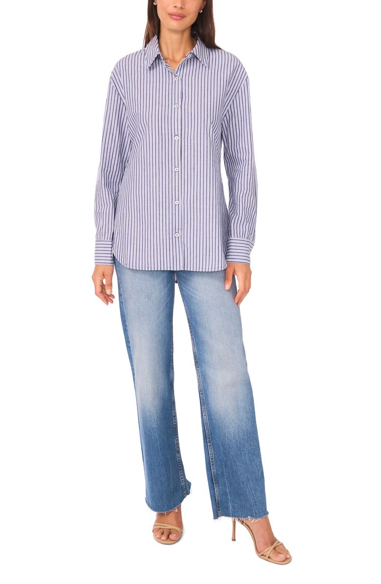 Halogen<sup>®</sup> Stripe Poplin Button-Up Shirt, Alternate, color, Granada Sky