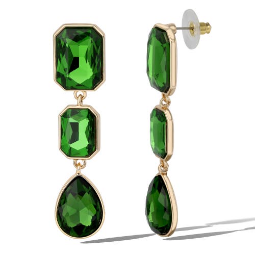Jessica Simpson Green Crystal Drop Earrings In Green