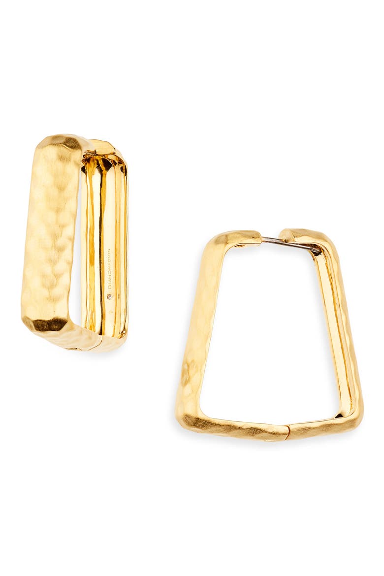 Nomad Hammered Square Hoop Earrings, Main, color, GOLD