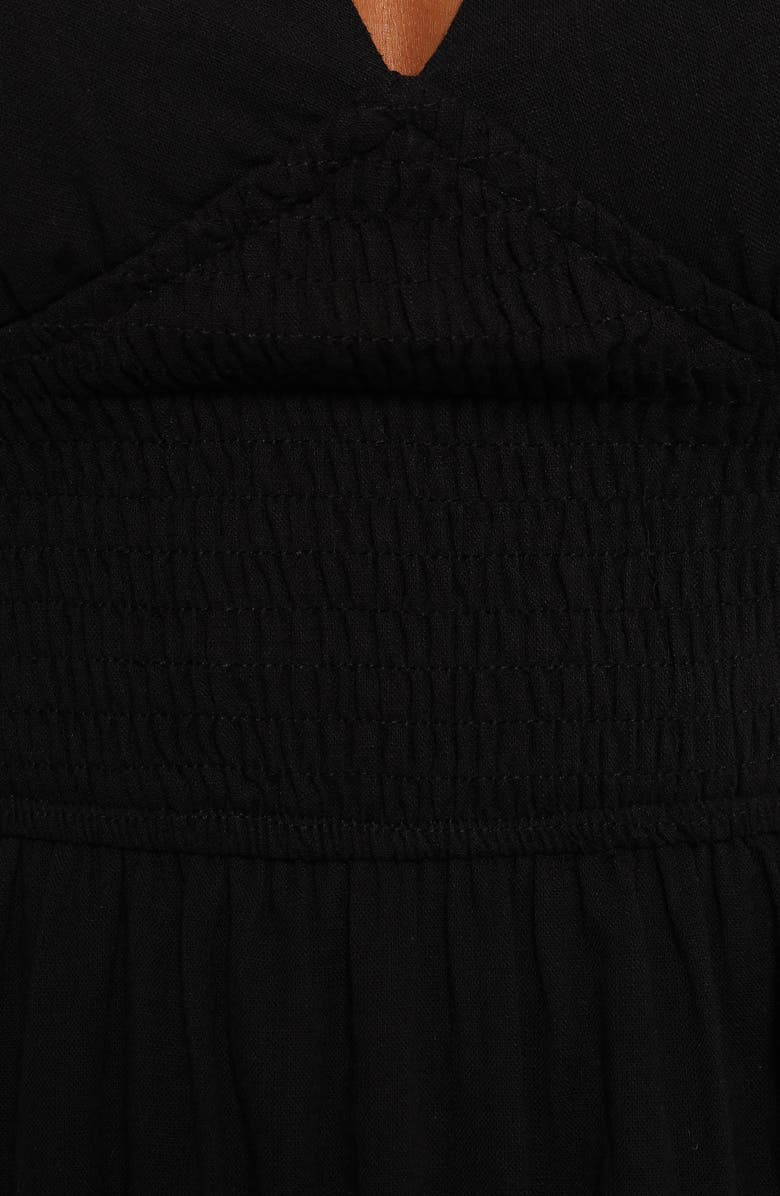 Petal & Pup Ronnie Puff Sleeve Midi Dress, Alternate, color, Black