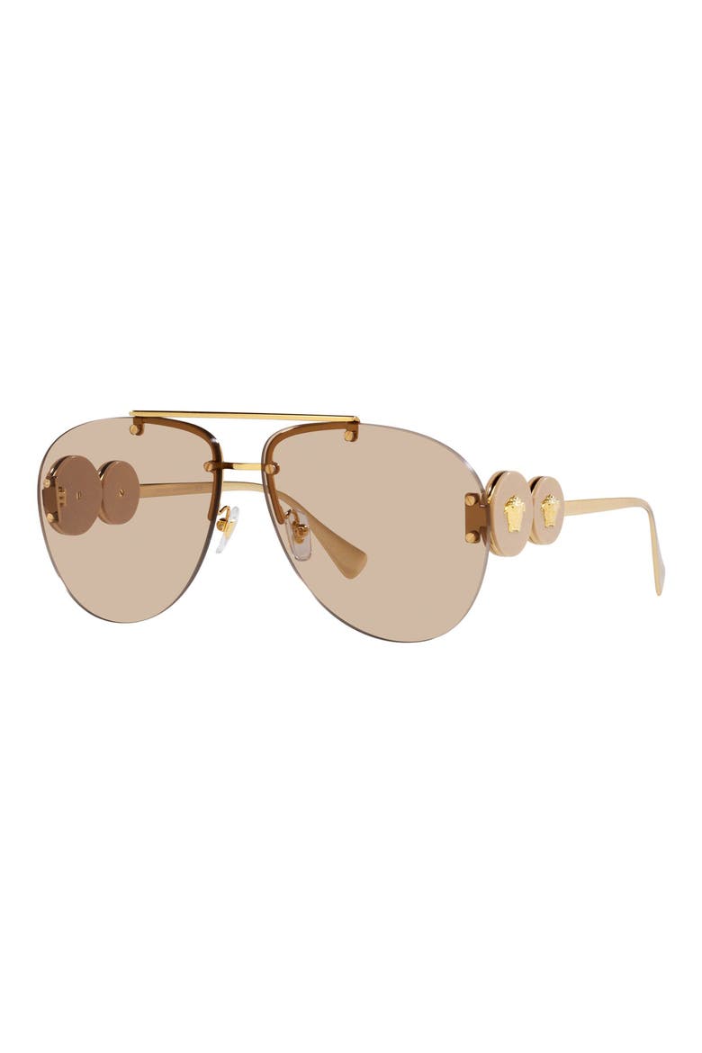 63mm Aviator Sunglasses, Alternate, color, LIGHT BROWN