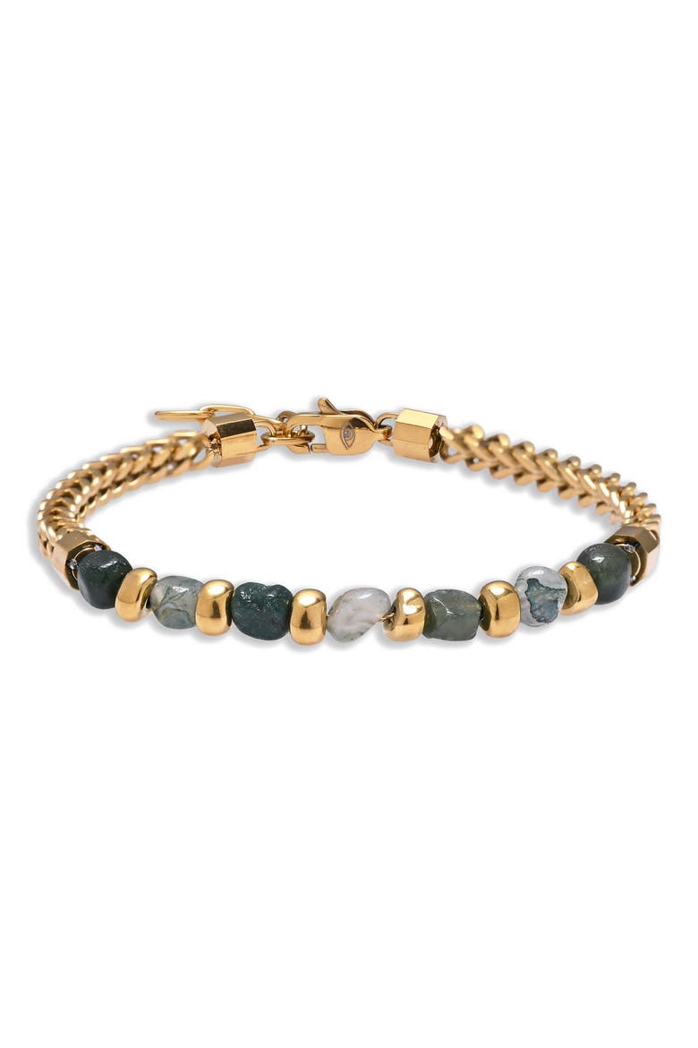 Isaac Agate Beaded Chain Bracelet, Main, color, GOLD/ GREY