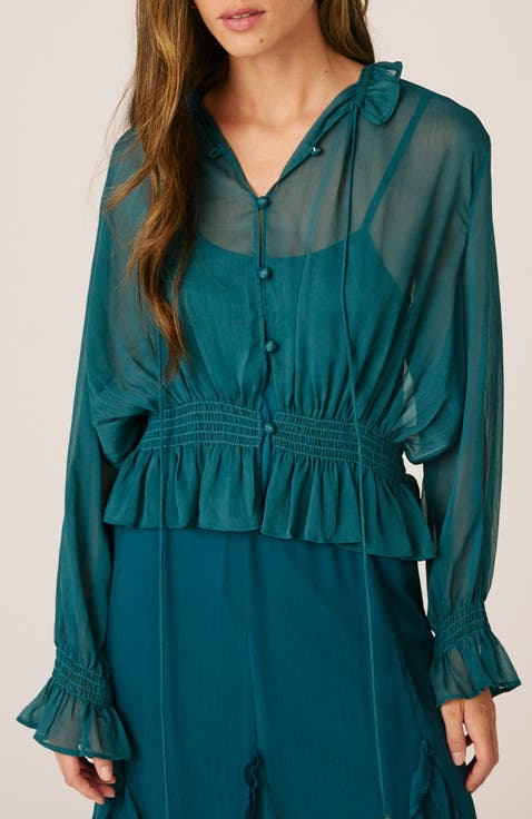 Semi-transparent Ruffled Blouse