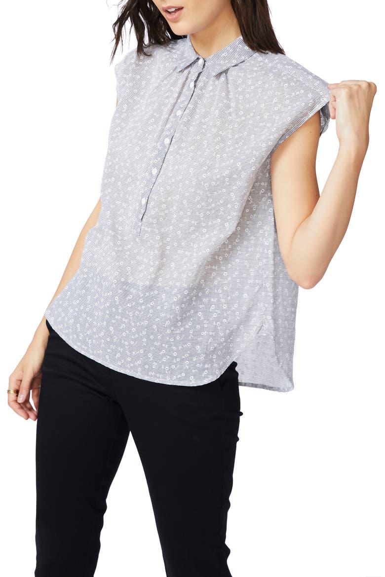 Floral Stripe Top, Alternate, color, RICH BLACK