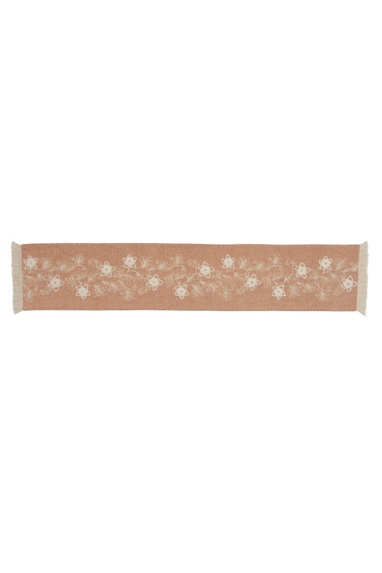 Harvest Floral Fringed and Woven Table Runner 14" x 72", Alternate, color, Beige