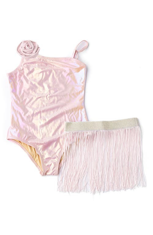 SHADE CRITTERS SHADE CRITTERS KIDS' METALLIC ROSETTE ONE-PIECE SWIMSUIT & COVER-UP SKIRT SET