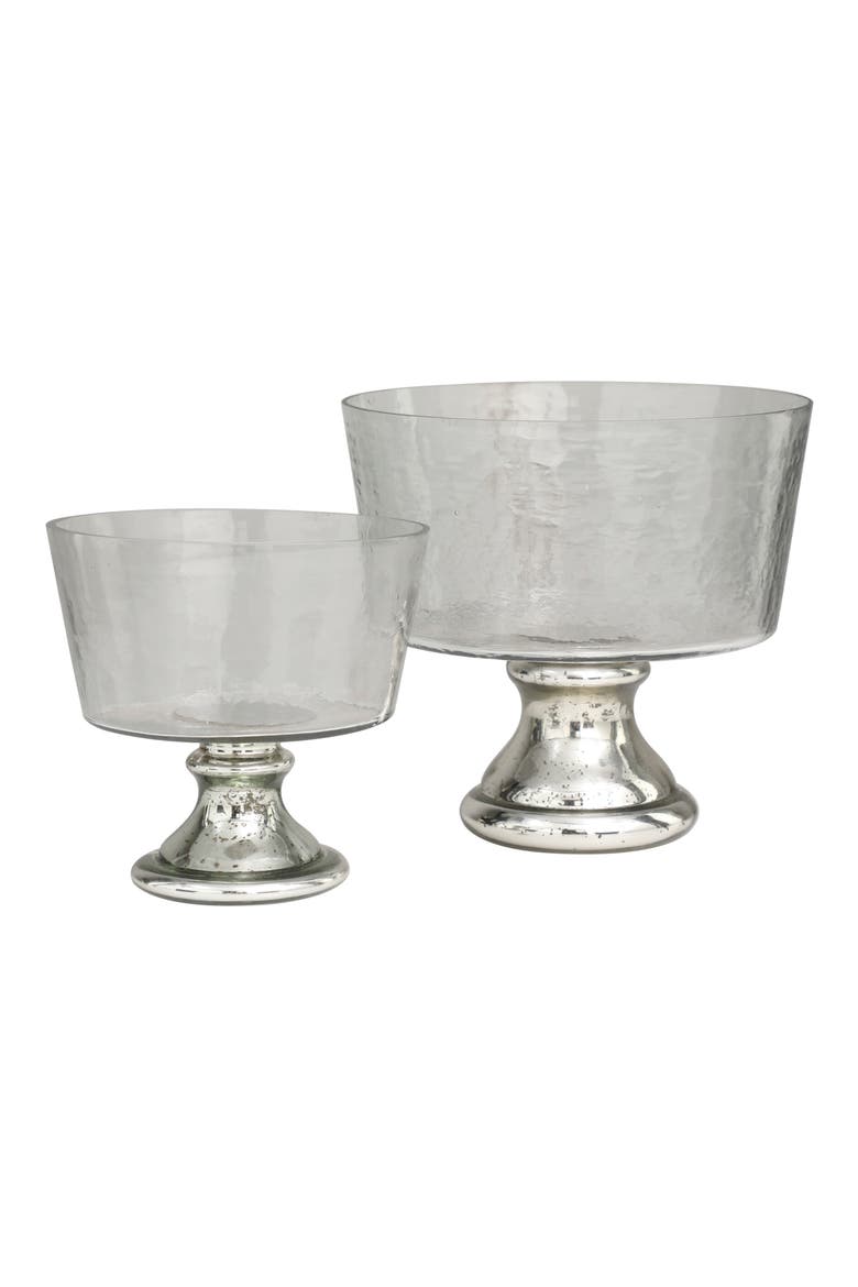 Set of 2 Silver Glass Decorative Bowls, Alternate, color, SILVER
