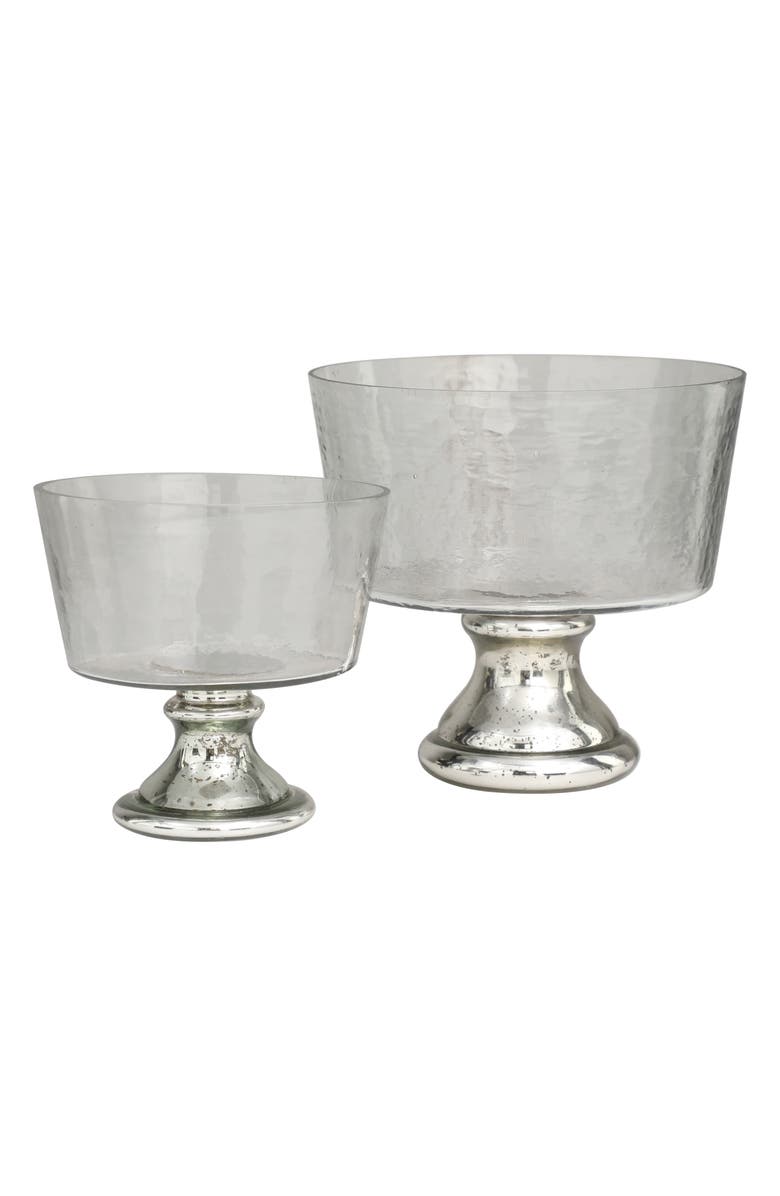 VIVIAN LUNE HOME Set of 2 Silver Glass Decorative Bowls, Alternate, color, Silver
