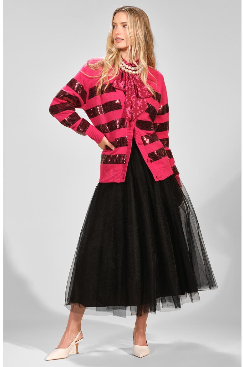 Stripe Sequin Cardigan, Alternate, color, CABARET/ BURGUNDY