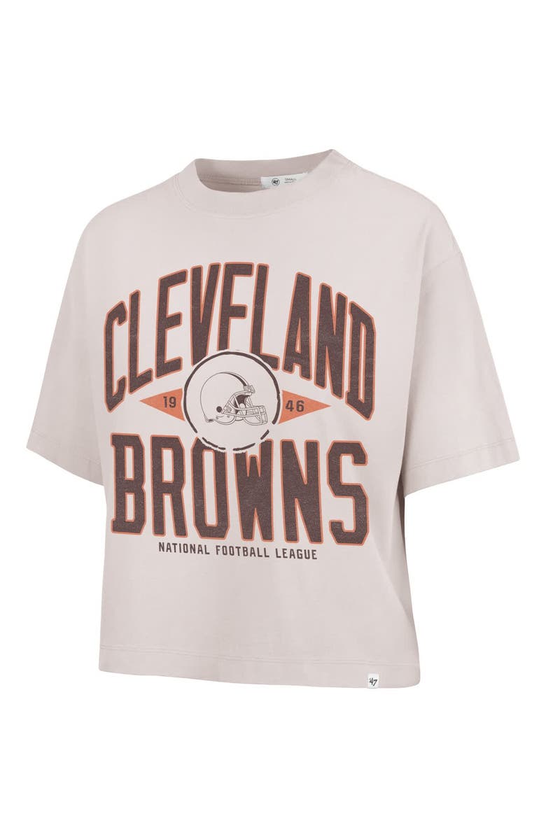 '47 Women's '47 Natural Cleveland Browns Cropped Windthrow Ravine T-Shirt, Alternate, color, 