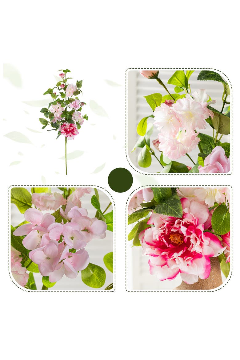 Set of 2 Pink Hydrangea, Peony & Cherry Floral Picks, Alternate, color, Pink