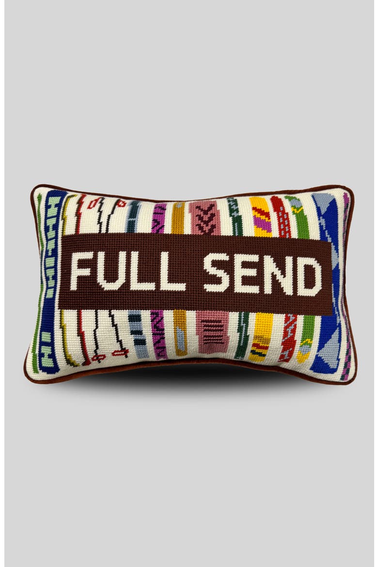 Full Send Needlepoint Pillow, Main, color, Full Send