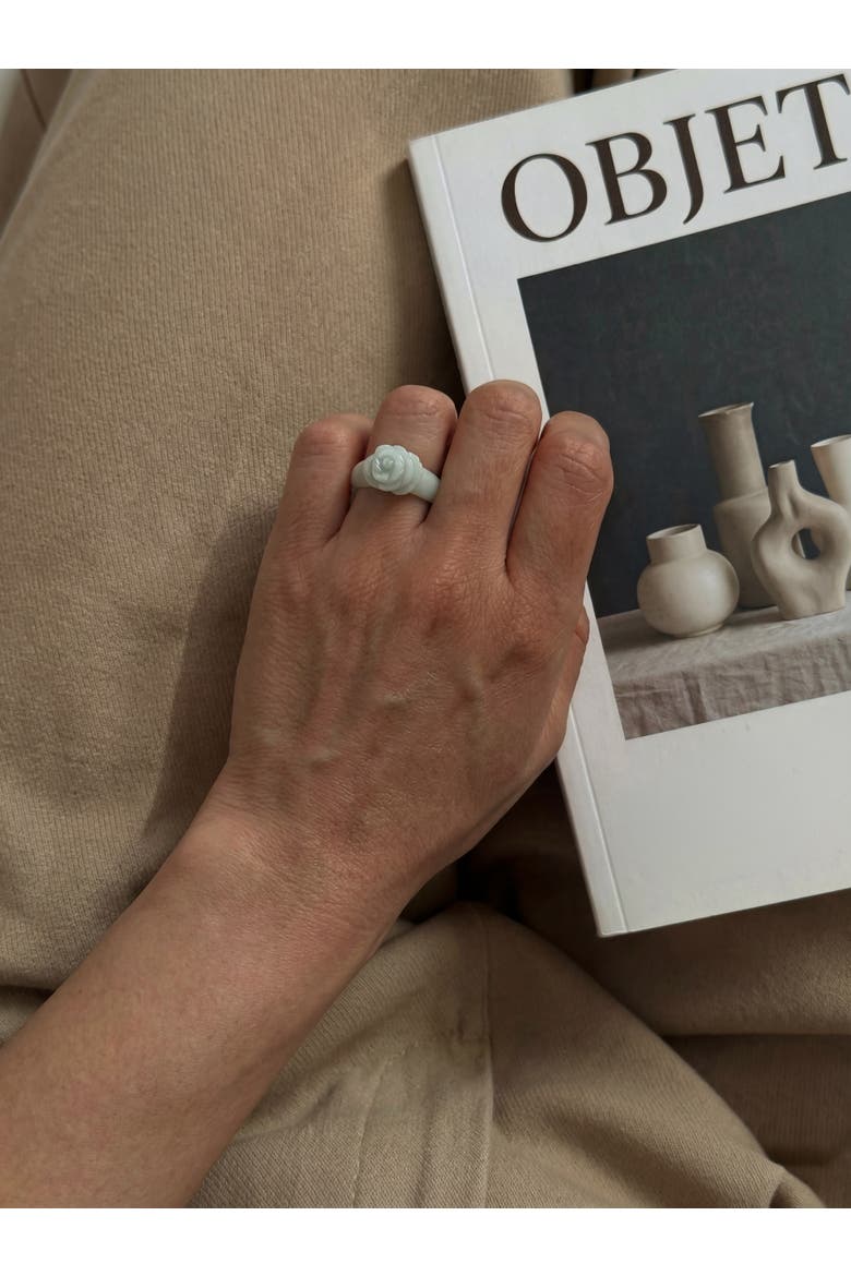 Rose Off-white jade ring, Alternate, color, Off white