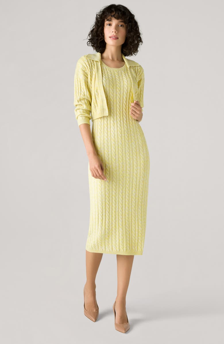 St. John Collection Static Cable Knit Wool Cardigan, Alternate, color, 