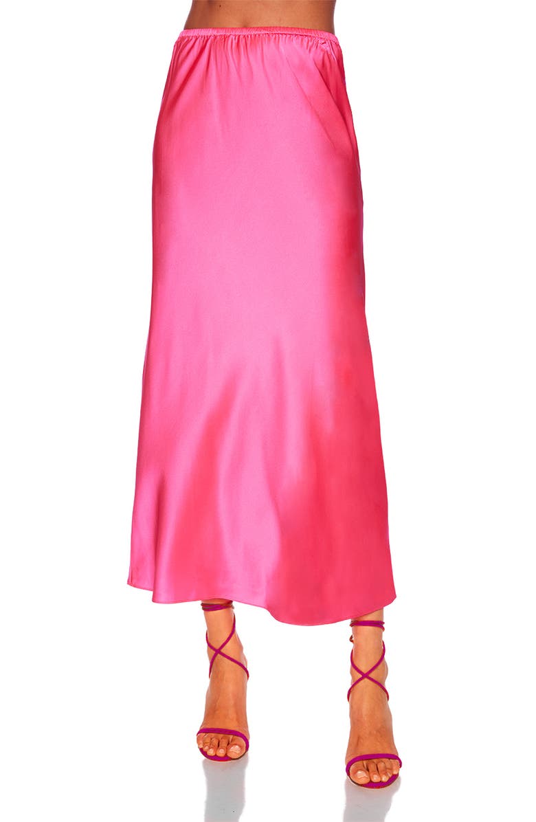 Susana Monaco Bias Cut Silk Slip Skirt, Alternate, color, Shocking