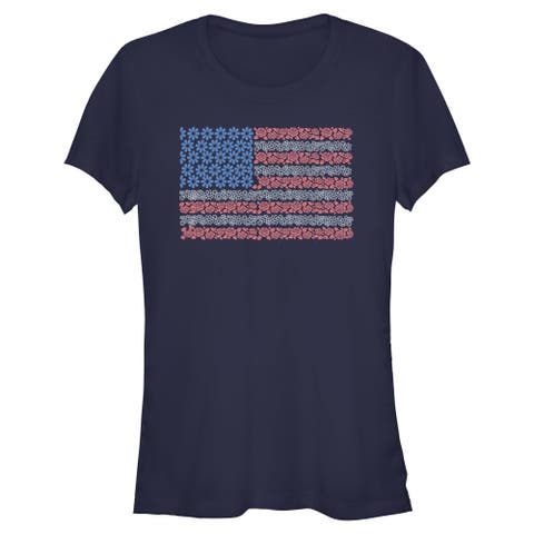 Juniors Lost Gods Roses and Daisies American Flag T Shirt