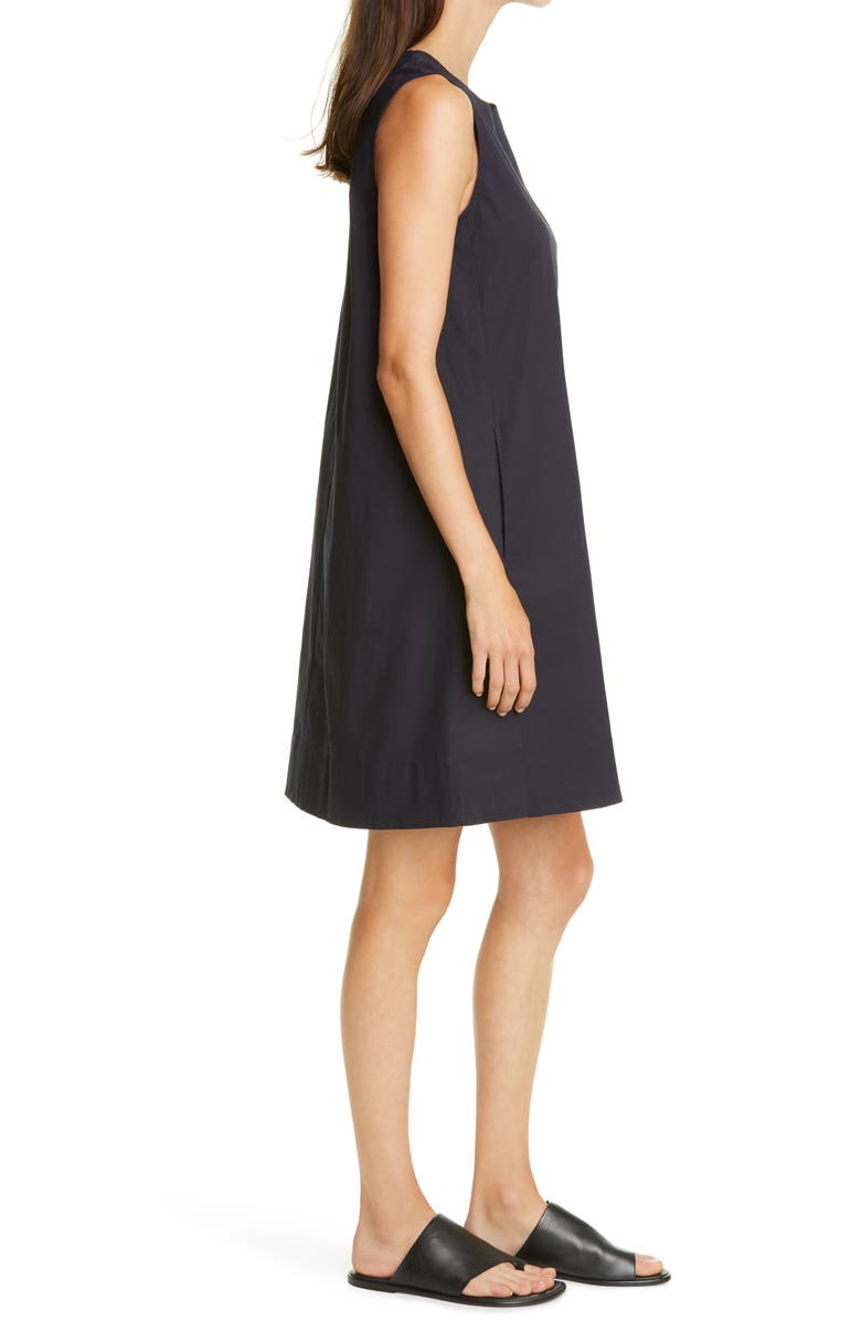 Eileen Fisher Zip Neck Stretch Organic Cotton Dress, Alternate, color,