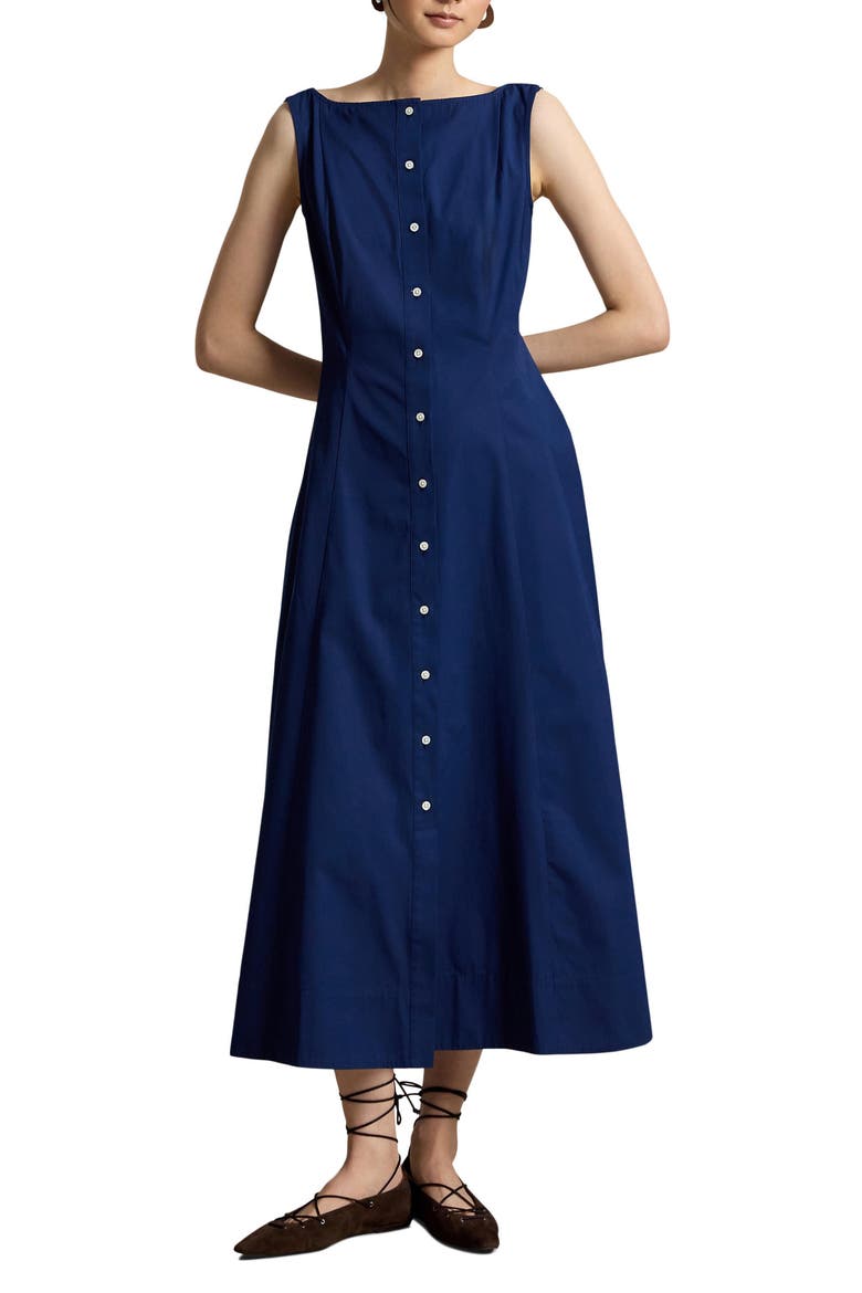 Sleeveless Paneled Cotton Shirtdress, Alternate, color, EAST SIDE ROYAL