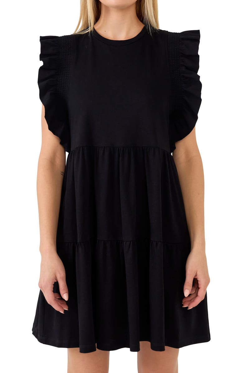 English Factory Ruffle Cotton Babydoll Minidress, Alternate, color, 