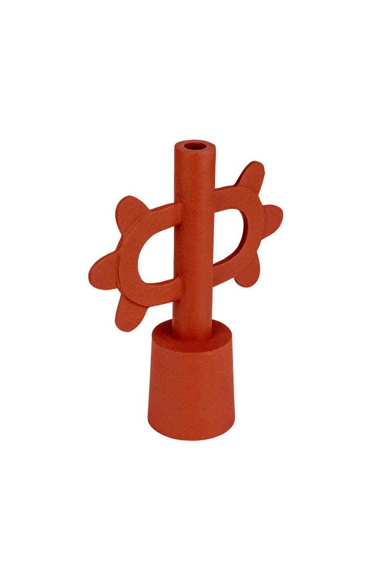 Scalloped Taper Candleholder, Terra-Cotta Color, Main, color, Orange
