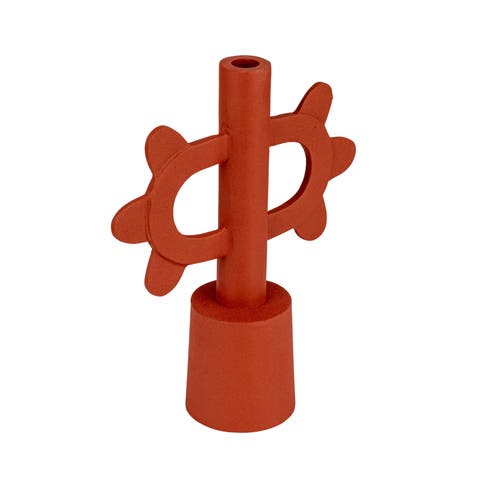 Scalloped Taper Candleholder, Terra-Cotta Color