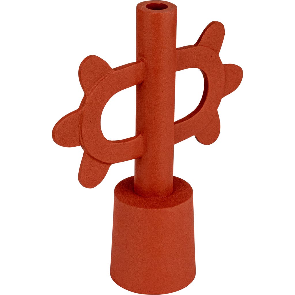 Storied Home Scalloped Taper Candleholder, Terra-cotta Color In Orange