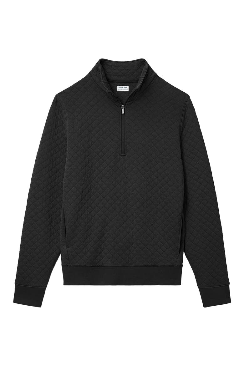 Quilted Quarter Zip Top, Alternate, color, BLACK