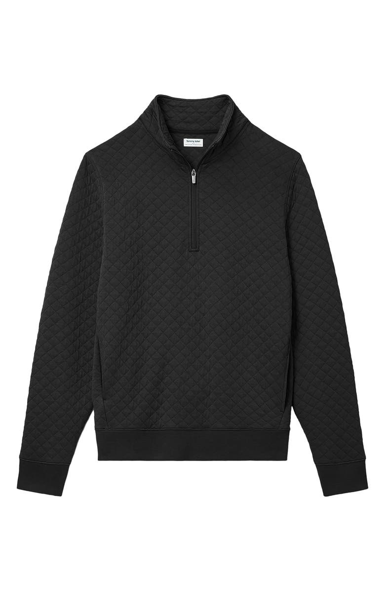 Tommy John Quilted Quarter Zip Top, Alternate, color, Black