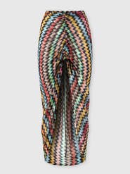 Missoni Ruched Long Skirt In Lamé Viscose With Micro Zigzag Pattern