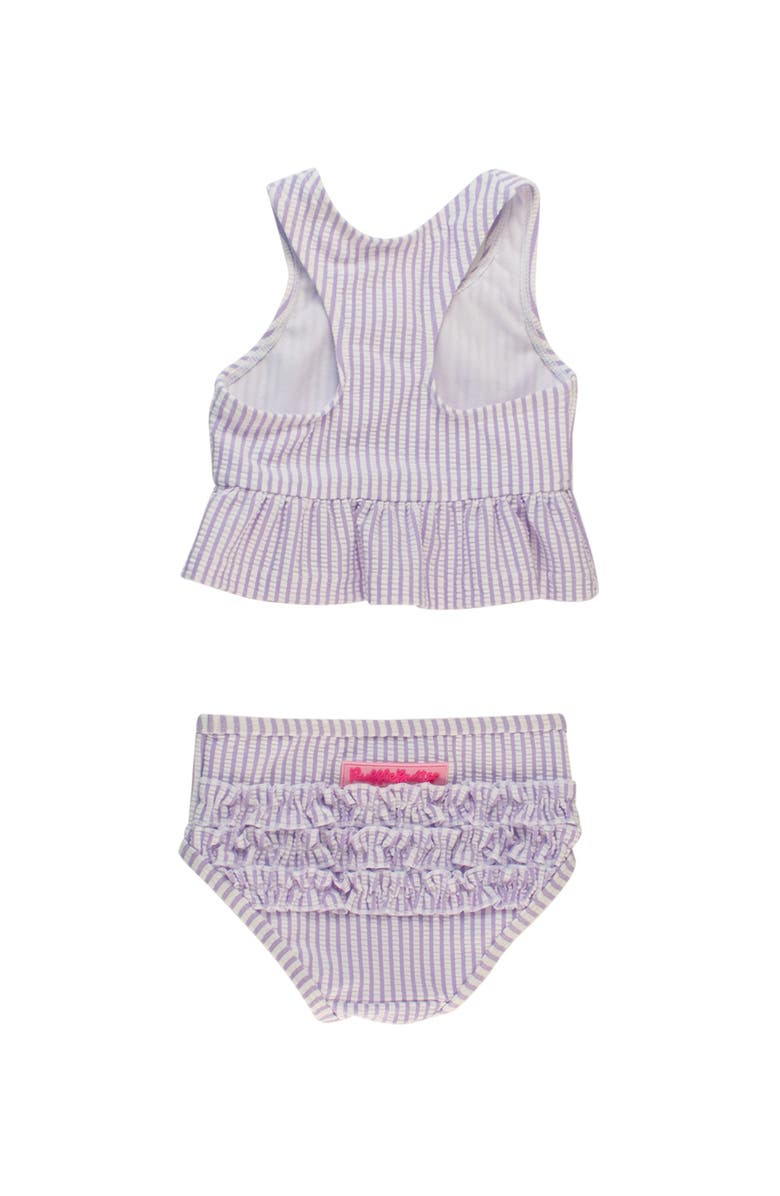 RuffleButts Baby Girls UPF50+ Seersucker Peplum Tankini, Alternate, color, Lavender Seersucker