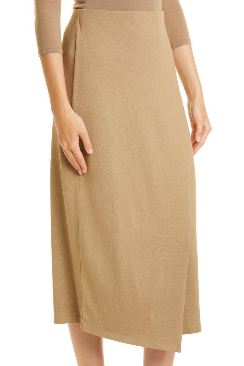 Overlap Knit Skirt, Alternate, color, DARK WHEAT