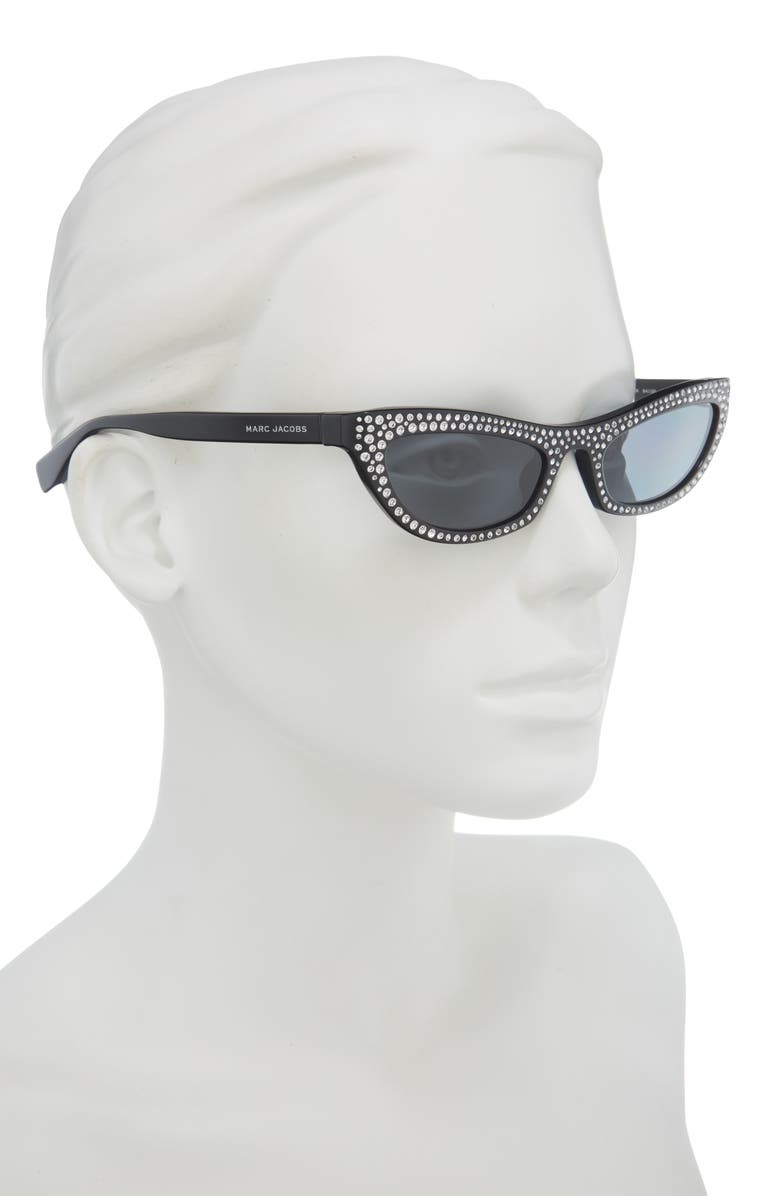 Marc Jacobs 54mm Cat Eye Sunglasses, Alternate, color, Black Crystal