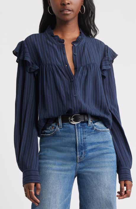 Treasure & Bond Ruffle Button-Up Shirt